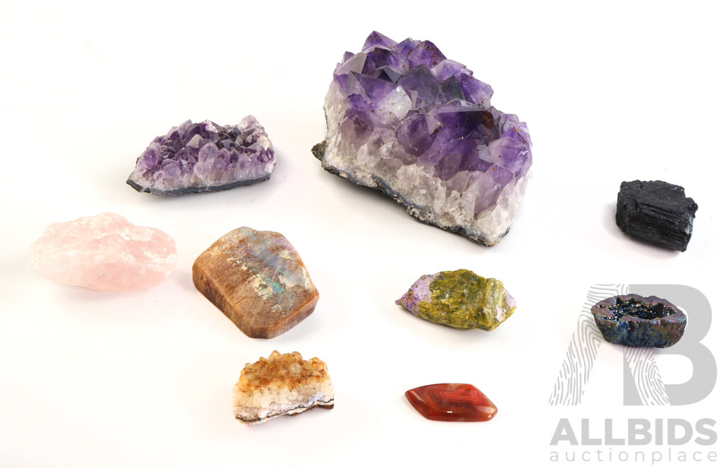 Collection Semi Precious Stones Including AmethystRose Quartz and More