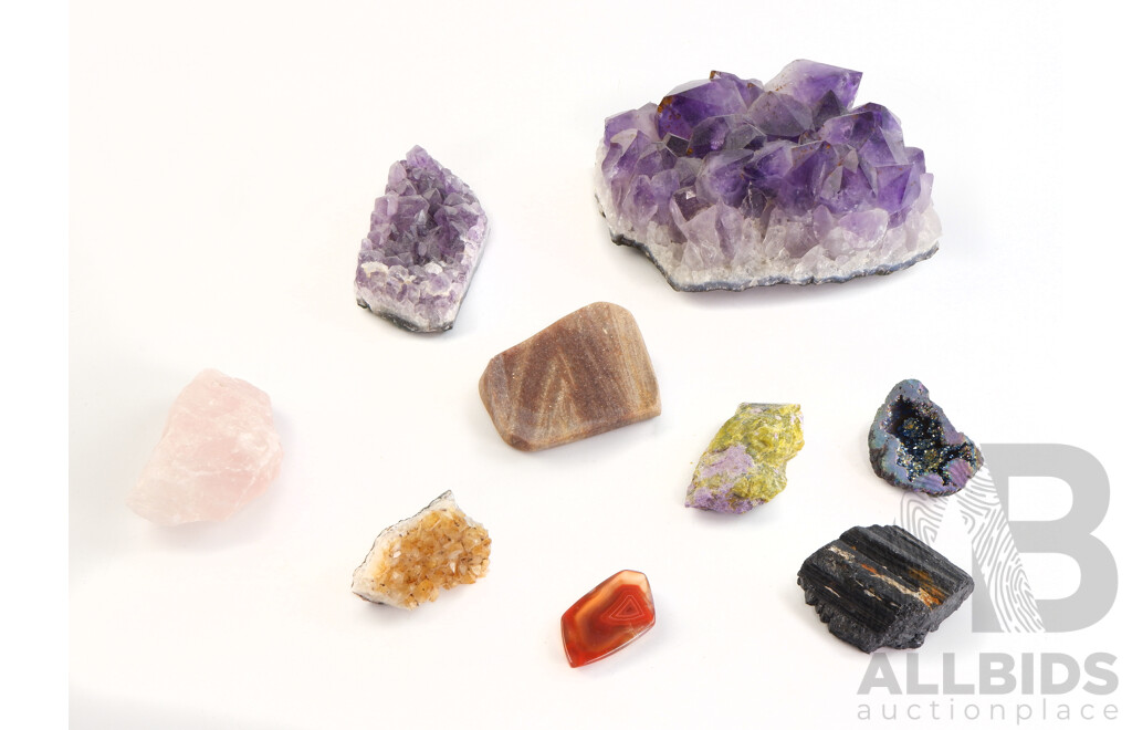 Collection Semi Precious Stones Including AmethystRose Quartz and More