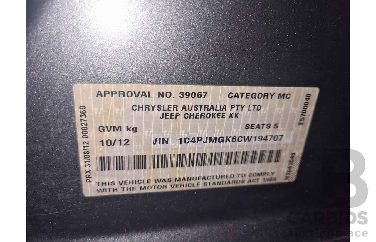 10/2012 Jeep Cherokee Limited JET KK MY12 4d Wagon Metallic Grey V6 3.7L
