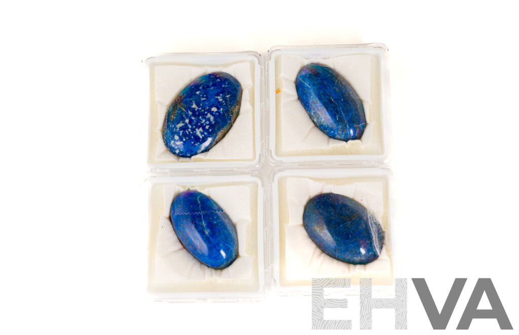 Lapis Lazuli 142.98ct (4) Oval Cabochon Natural Unset Gemstones