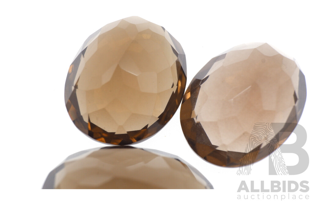 Smokey Quartz (3) Oval Cut Natural Gemstones, 19.10ct, 18.42ct, 17.17ct Each