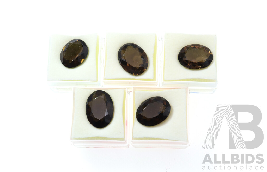 Smokey Quartz (5) Oval Cut Natural Gemstones, 9.3ct, 9.9ct, 10.70ct, 10.96ct, 11.25ct Each