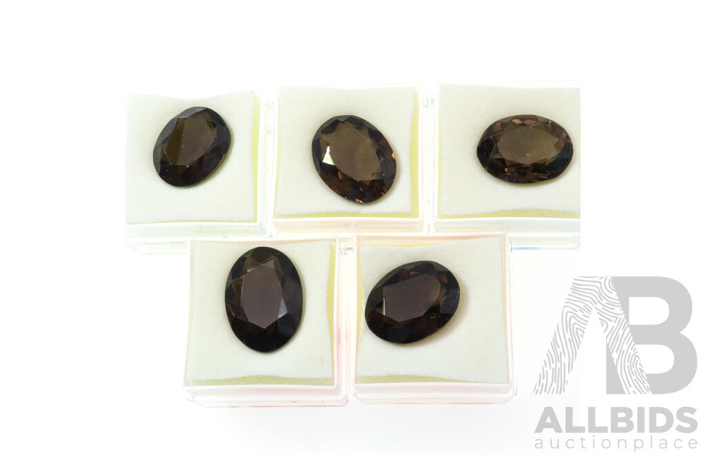 Smokey Quartz (5) Oval Cut Natural Gemstones, 9.3ct, 9.9ct, 10.70ct, 10.96ct, 11.25ct Each