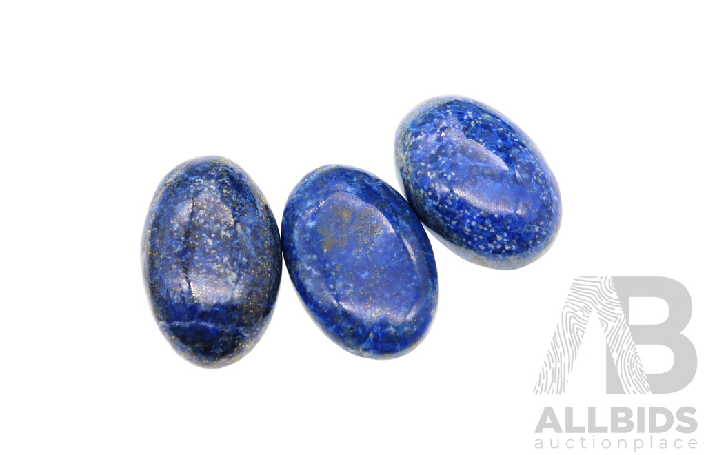 Lapis Lazuli (3) Oval Cabochon Gemstones, 30.35ct, 45.31ct, 46.40ct Each