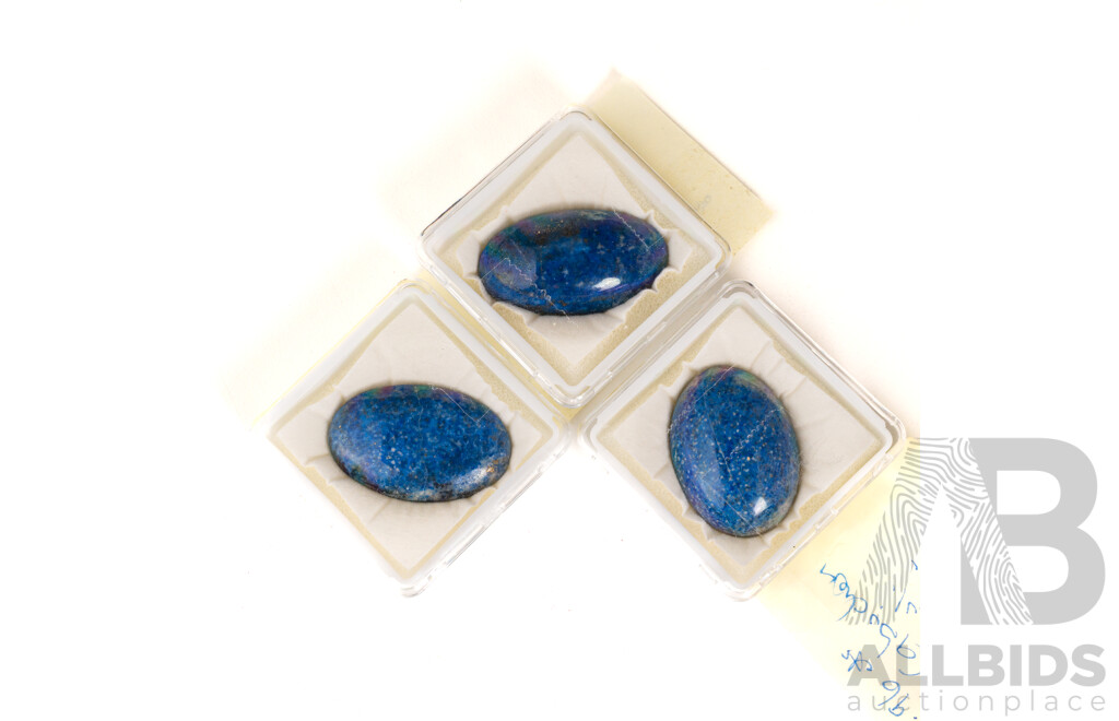 Lapis Lazuli (3) Oval Cabochons, 45.98ct, 43.96ct & 32.30ct Each