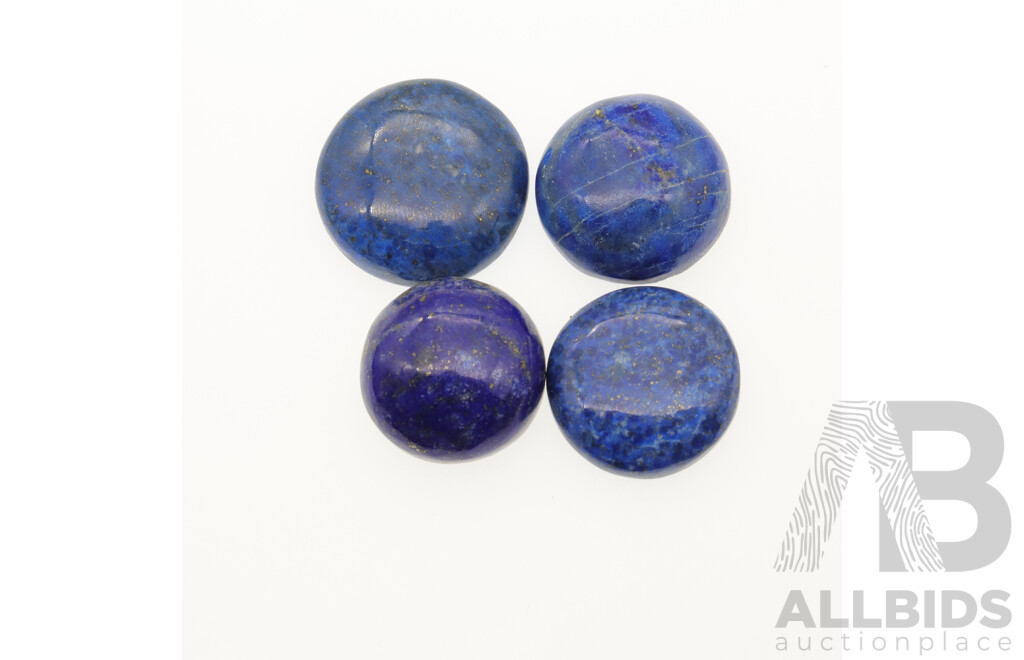 Lapis Lazuli (4) Round Cabochon Gemstones, 16.12ct - 27.45ct Each