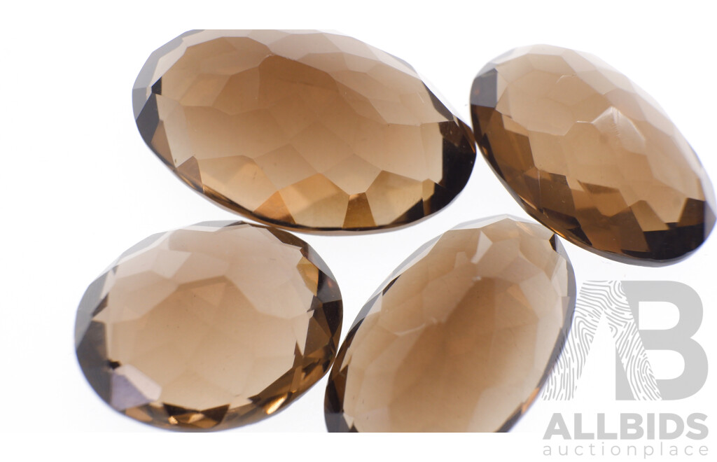 Smokey Quartz 68.30ct, (4) Oval Cut Natural Unset Gemstones