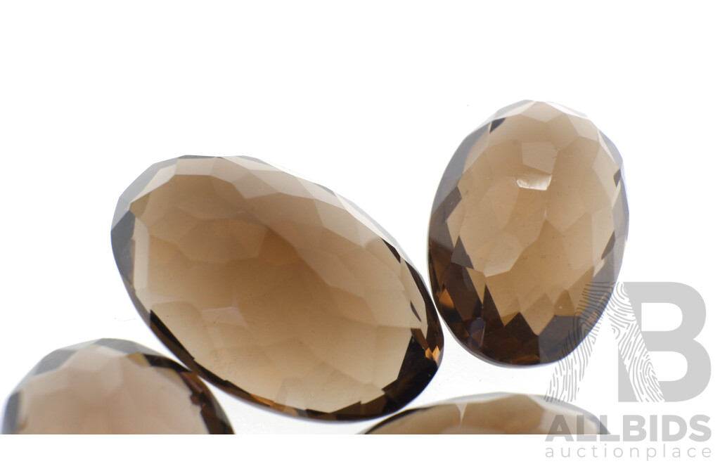 Smokey Quartz 68.30ct, (4) Oval Cut Natural Unset Gemstones