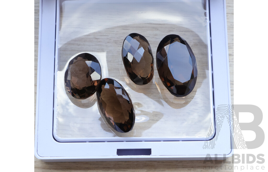 Smokey Quartz 68.30ct, (4) Oval Cut Natural Unset Gemstones