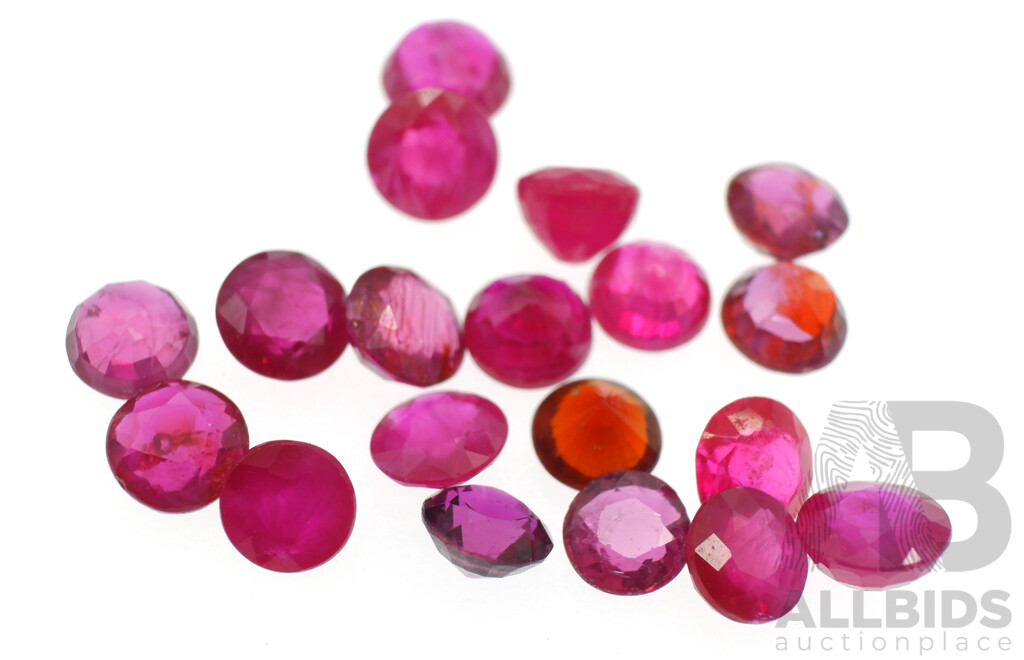 Rubies 4.65ct, (20) Natural Untreated Round Brilliant Cut Gemstones