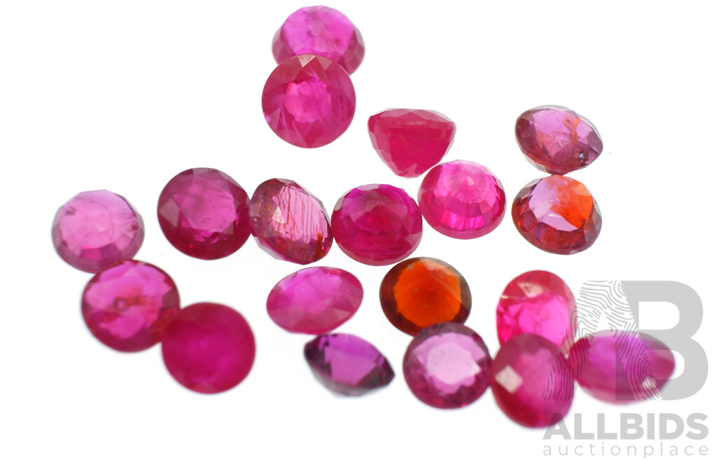 Rubies 4.65ct, (20) Natural Untreated Round Brilliant Cut Gemstones