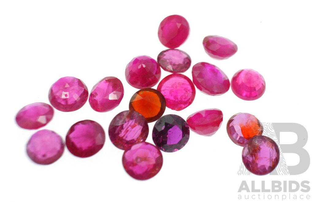 Rubies 4.65ct, (20) Natural Untreated Round Brilliant Cut Gemstones