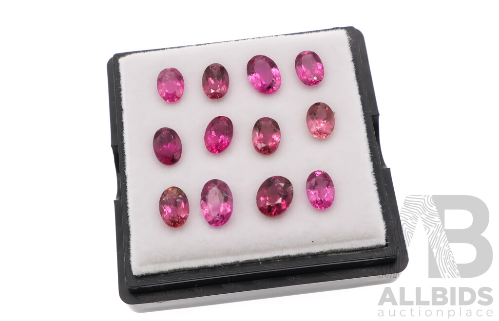 Pink Tourmaline 6.15ct, (12) Untreated Oval Cut Gemstones