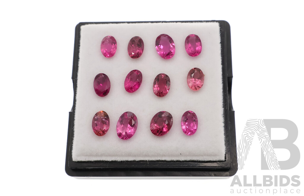 Pink Tourmaline 6.15ct, (12) Untreated Oval Cut Gemstones