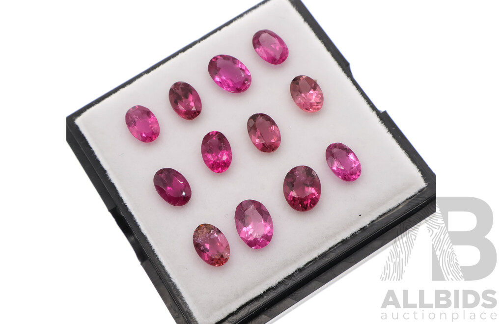 Pink Tourmaline 6.15ct, (12) Untreated Oval Cut Gemstones