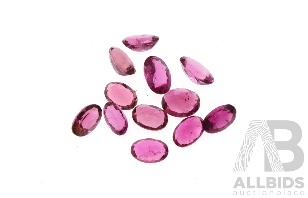 Pink Tourmaline 6.15ct, (12) Untreated Oval Cut Gemstones