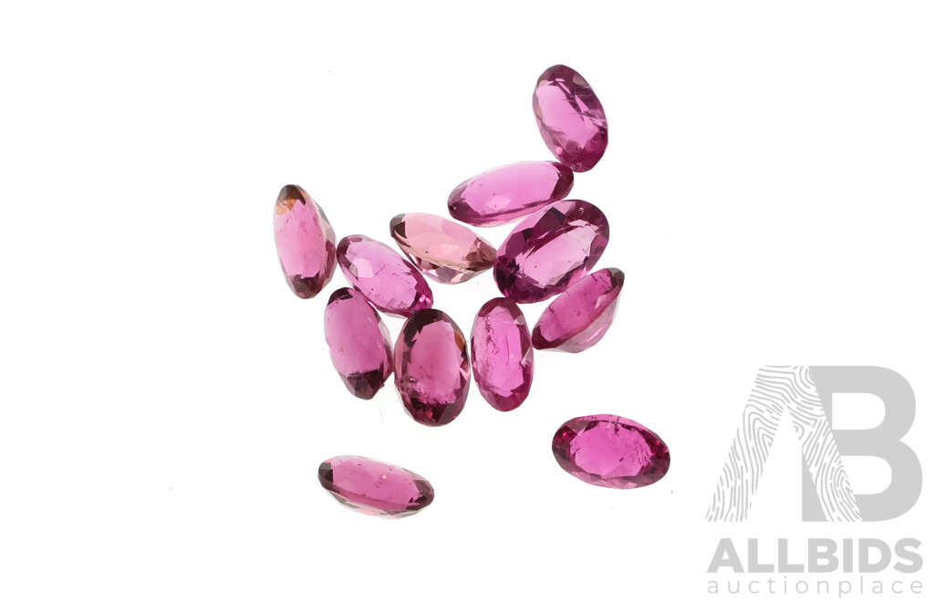 Pink Tourmaline 6.15ct, (12) Untreated Oval Cut Gemstones