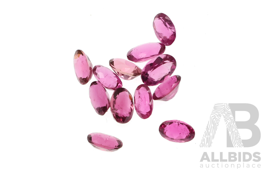 Pink Tourmaline 6.15ct, (12) Untreated Oval Cut Gemstones