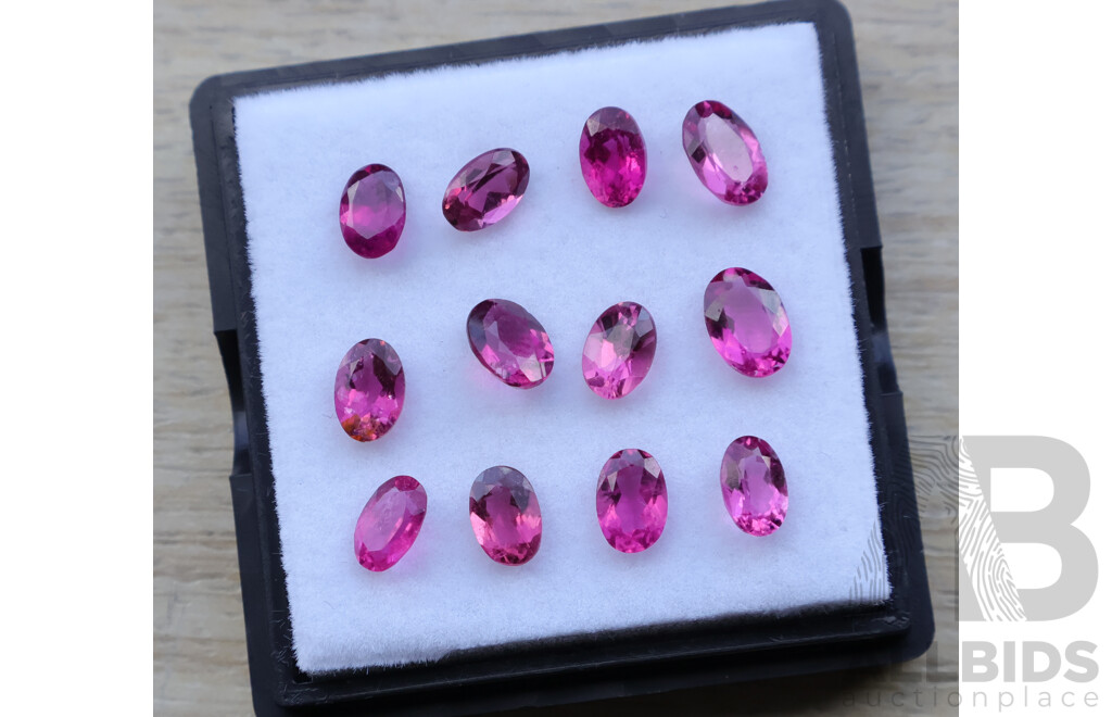 Pink Tourmaline 6.15ct, (12) Untreated Oval Cut Gemstones