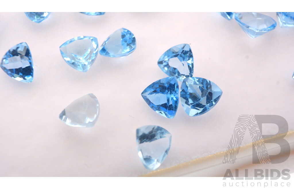 Topaz (39) Swiss to Pale Blue Unset Trilliant Cut Gemstones 1.0ct-0.60ct Each