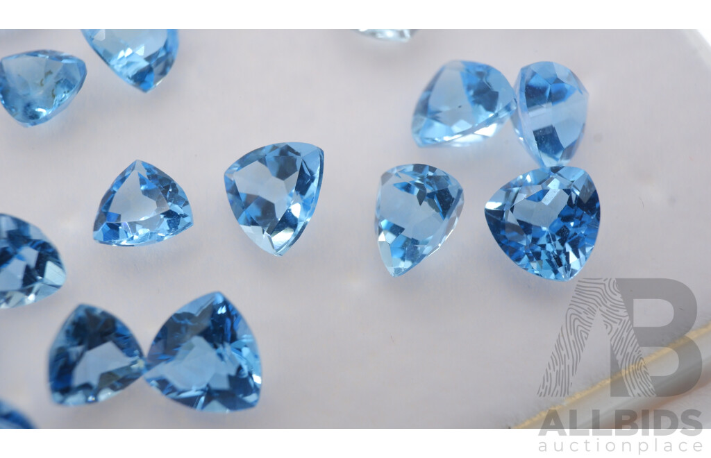 Topaz (39) Swiss to Pale Blue Unset Trilliant Cut Gemstones 1.0ct-0.60ct Each