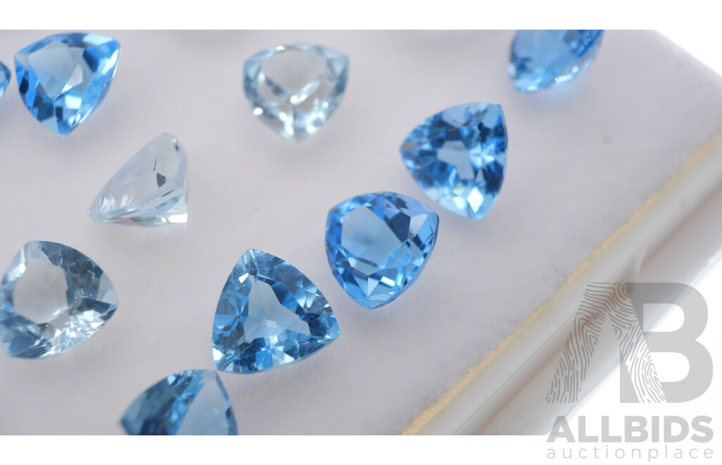 Topaz (39) Swiss to Pale Blue Unset Trilliant Cut Gemstones 1.0ct-0.60ct Each