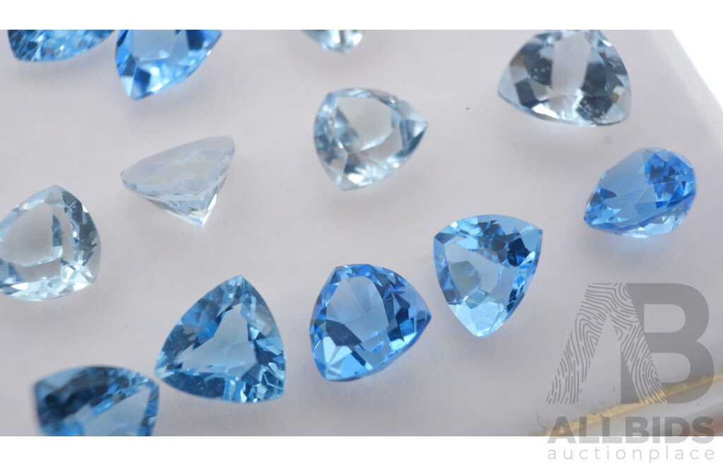 Topaz (39) Swiss to Pale Blue Unset Trilliant Cut Gemstones 1.0ct-0.60ct Each