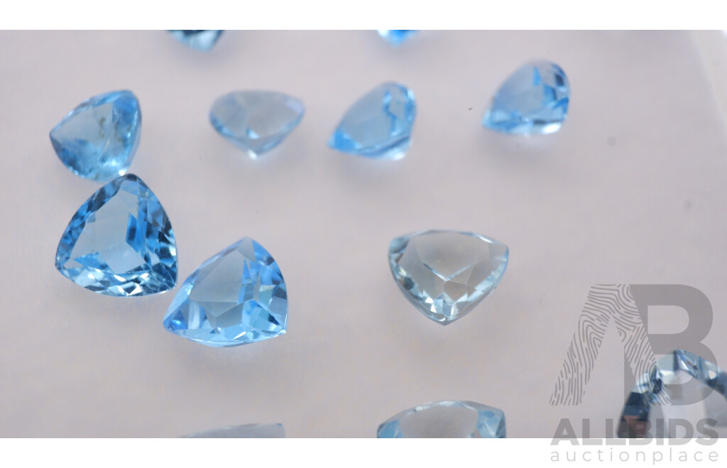 Topaz (39) Swiss to Pale Blue Unset Trilliant Cut Gemstones 1.0ct-0.60ct Each