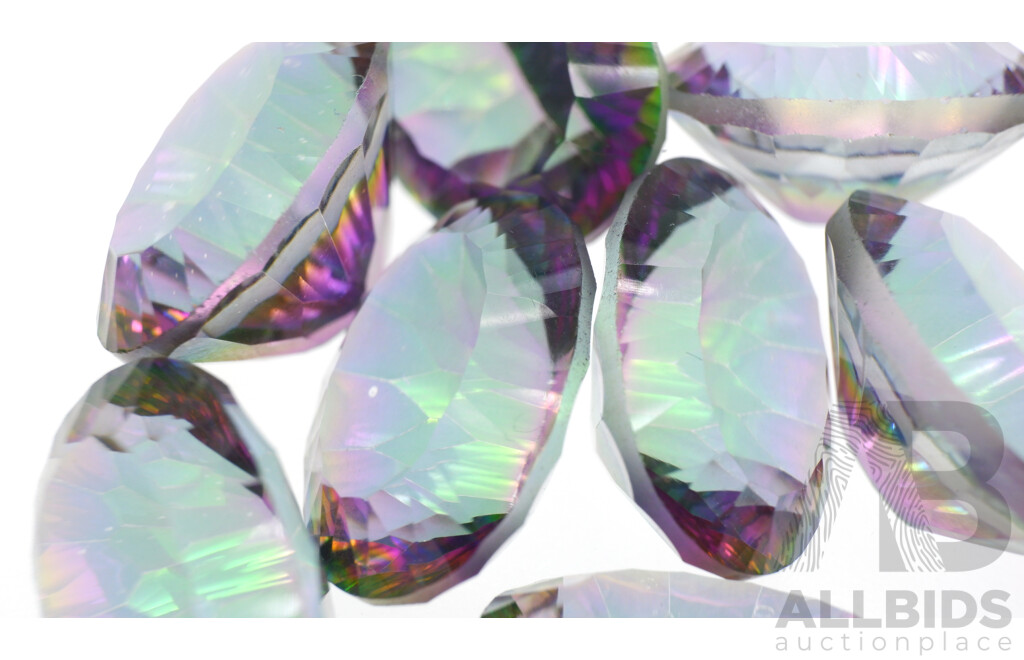 Mystic Topaz (8) Oval Cut Gemstones, 9.90ct-8.40ct Each