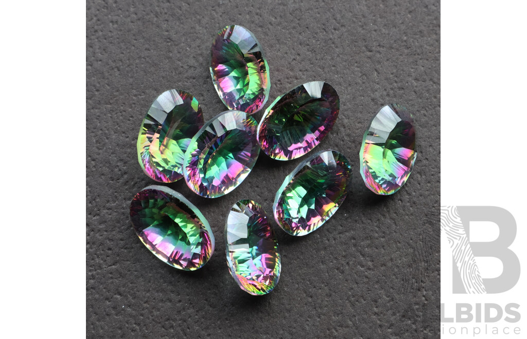 Mystic Topaz (8) Oval Cut Gemstones, 9.90ct-8.40ct Each