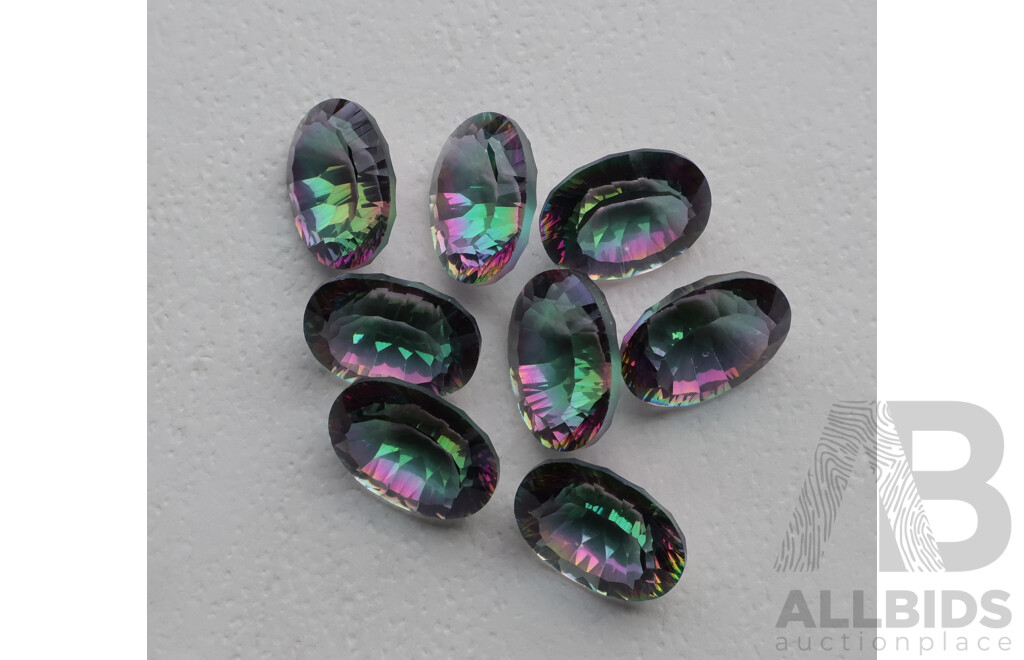 Mystic Topaz (8) Oval Cut Gemstones, 9.90ct-8.40ct Each