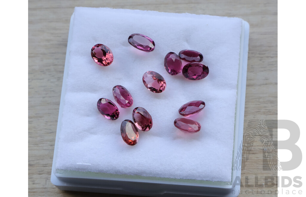 Pink Tourmaline 10.0ct, (12) Untreated Oval Cut Gemstones