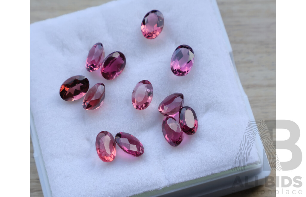 Pink Tourmaline 10.0ct, (12) Untreated Oval Cut Gemstones