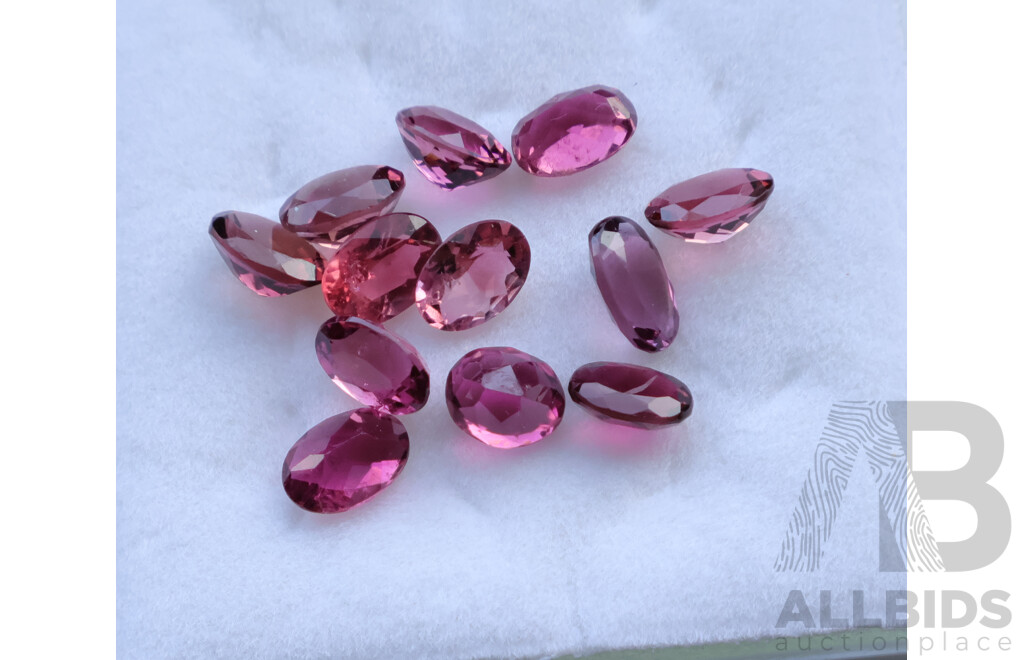 Pink Tourmaline 10.0ct, (12) Untreated Oval Cut Gemstones