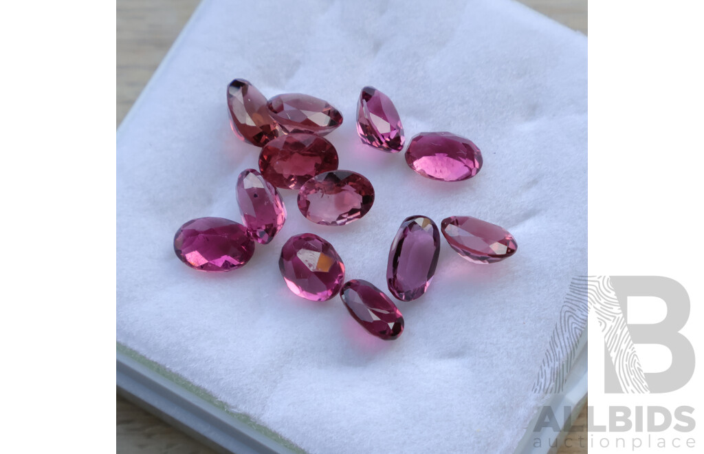 Pink Tourmaline 10.0ct, (12) Untreated Oval Cut Gemstones