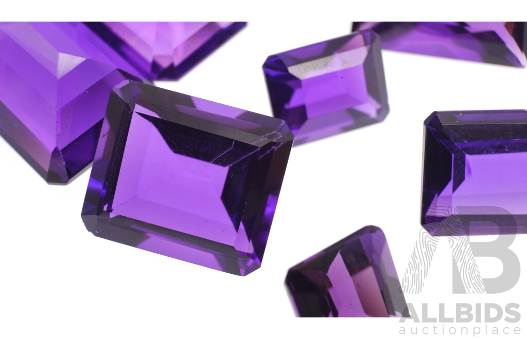 Bolivian Amethyst 74.85ct (9) Natural Unset Emerald Cut Gemstones