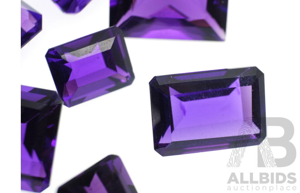 Bolivian Amethyst 74.85ct (9) Natural Unset Emerald Cut Gemstones