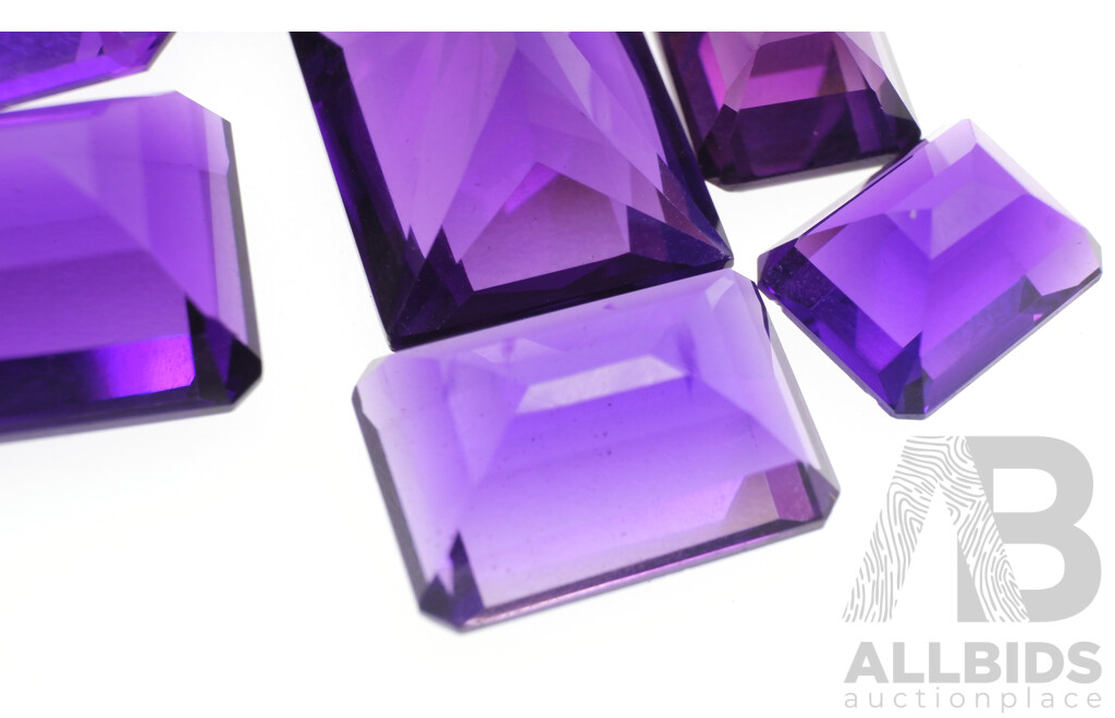 Bolivian Amethyst 74.85ct (9) Natural Unset Emerald Cut Gemstones