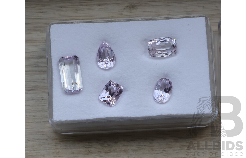 Kunzite 13.23ct (5) Untreated Natural Pink Gemstones in Various Cuts