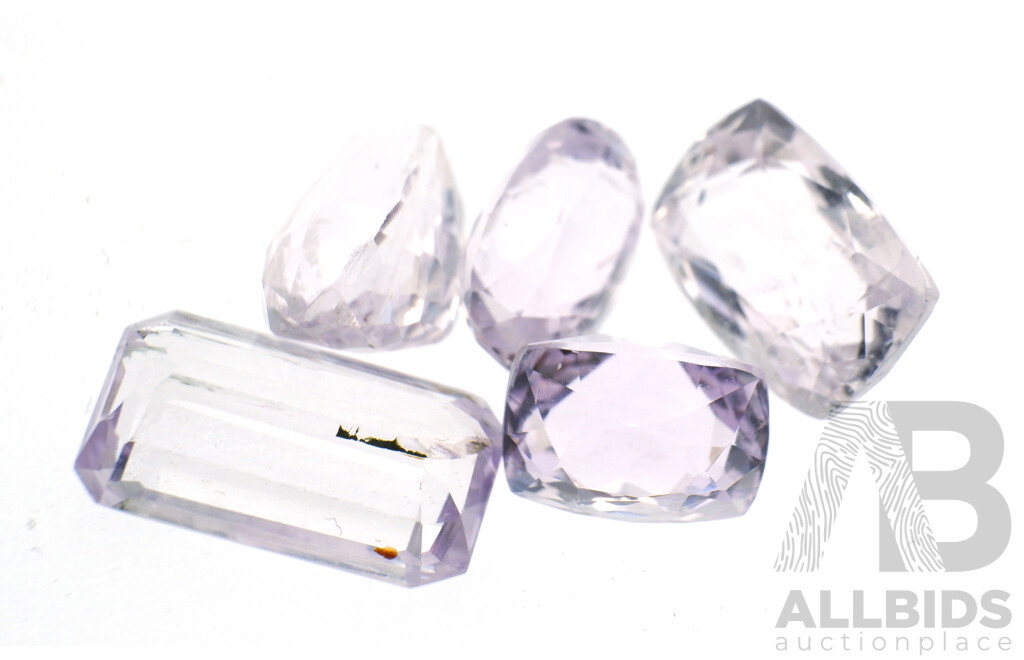 Kunzite 13.23ct (5) Untreated Natural Pink Gemstones in Various Cuts