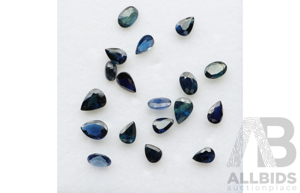 Australian Sapphires 10.35ct (18) Natural Blue Untreated Pear & Oval Cut Gemstones