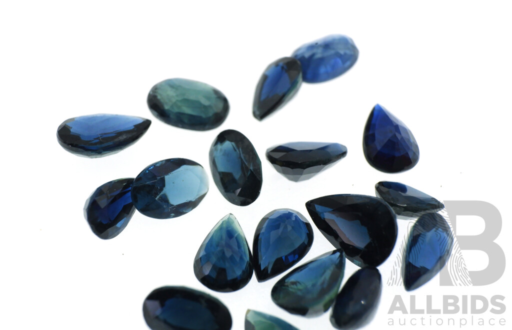 Australian Sapphires 10.35ct (18) Natural Blue Untreated Pear & Oval Cut Gemstones