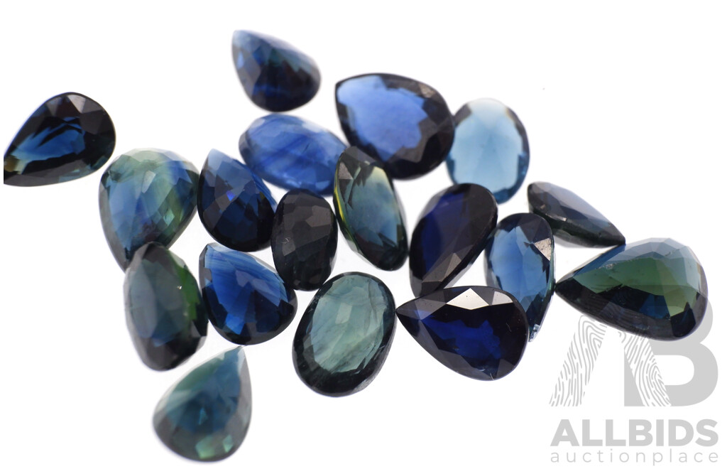 Australian Sapphires 10.35ct (18) Natural Blue Untreated Pear & Oval Cut Gemstones