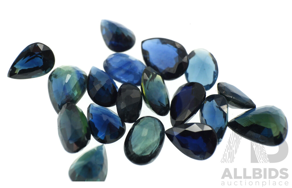 Australian Sapphires 10.35ct (18) Natural Blue Untreated Pear & Oval Cut Gemstones