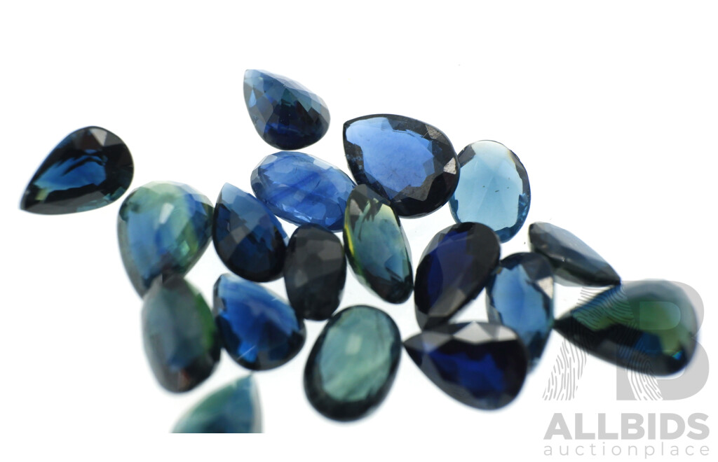 Australian Sapphires 10.35ct (18) Natural Blue Untreated Pear & Oval Cut Gemstones