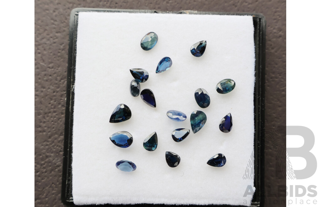 Australian Sapphires 10.35ct (18) Natural Blue Untreated Pear & Oval Cut Gemstones