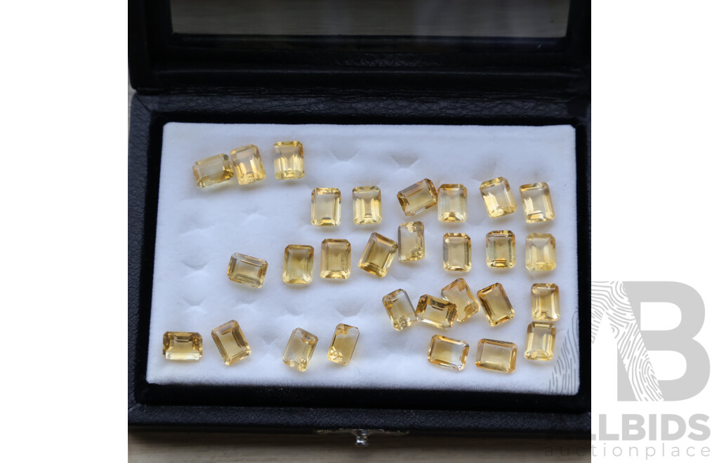 Citrine (29) Natural Untreated Emerald Cut Unset Gemstones, 1.22ct-1.8ct Each