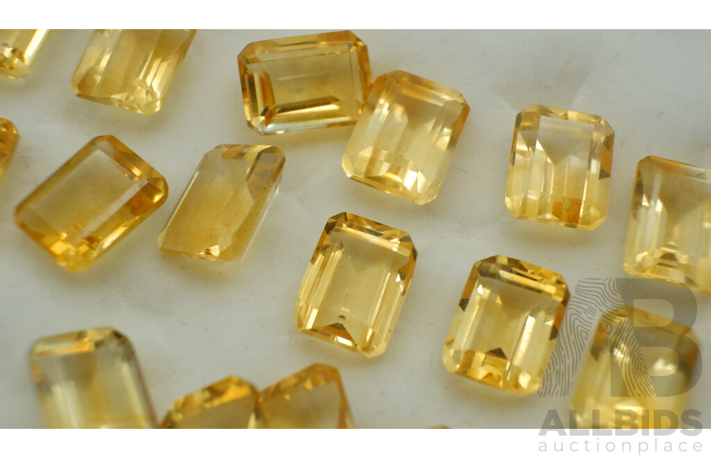 Citrine (29) Natural Untreated Emerald Cut Unset Gemstones, 1.22ct-1.8ct Each