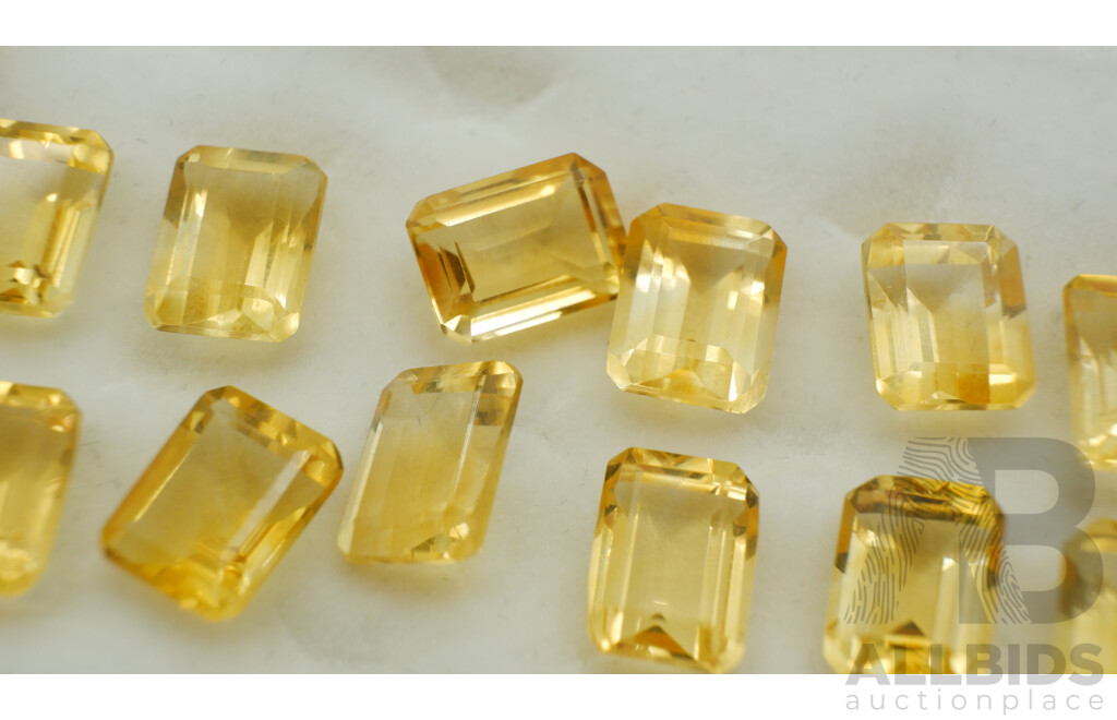 Citrine (29) Natural Untreated Emerald Cut Unset Gemstones, 1.22ct-1.8ct Each