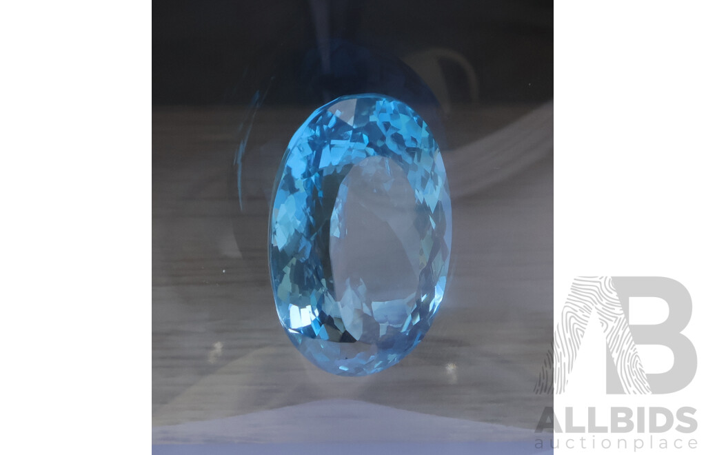 Swiss Blue Topaz 54.25ct Elongated Oval Cut Unset Gemstone